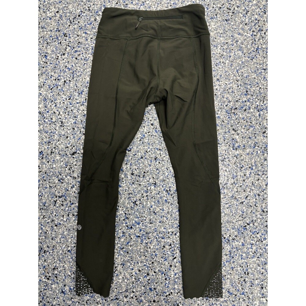 Lululemon Women's Dark Olive Green Pace Rival Crops In Full-On Luxtreme Size 4